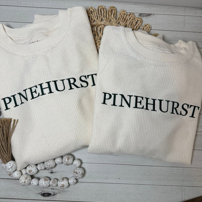 Embroidered Corded Crewneck Sweatshirt | Pinehurst Southern Pines Aberdeen