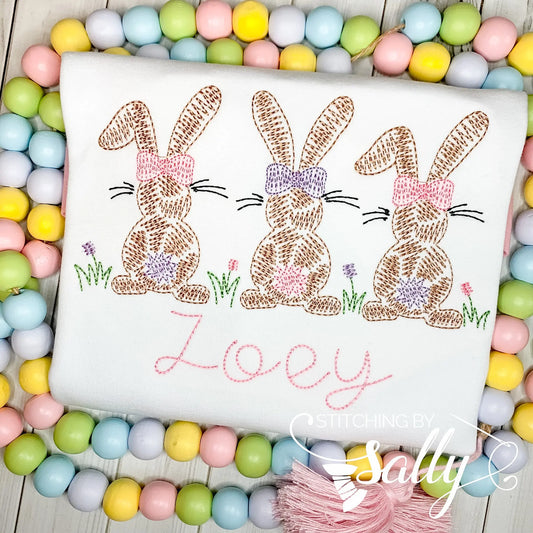 Easter Bunny Trio Embroidery Shirt 