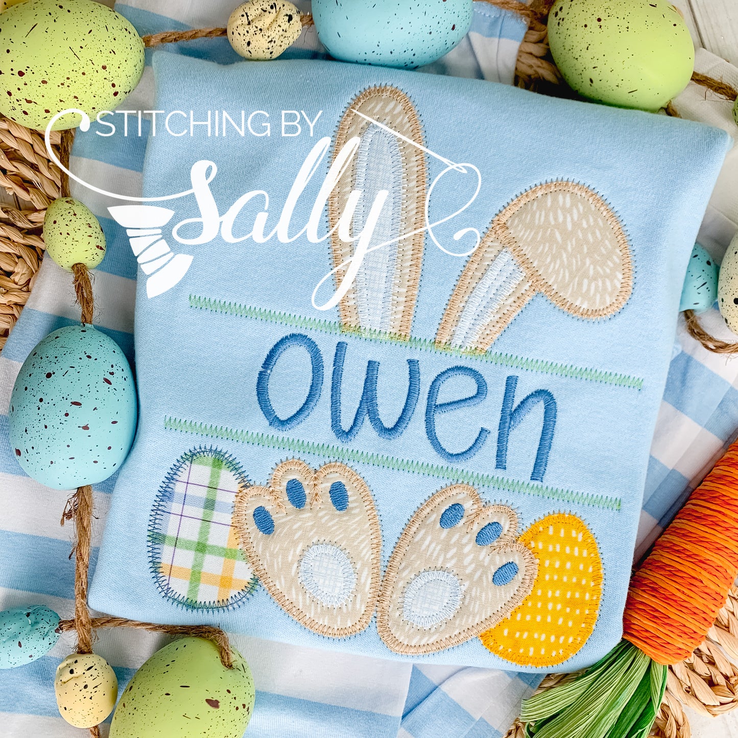 Easter Bunny Appliqué Pajamas for Kids