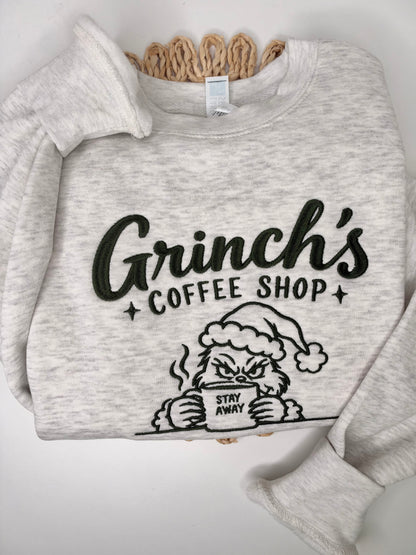 Grinch's Coffee Shop Embroidered Sweatshirt