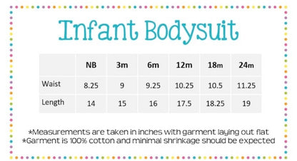 Infant bodysuit size chart