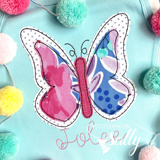 Girls Butterfly Applique Shirt, Personalized Shirt