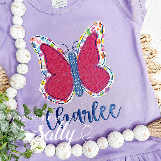 Girls Butterfly Applique Shirt